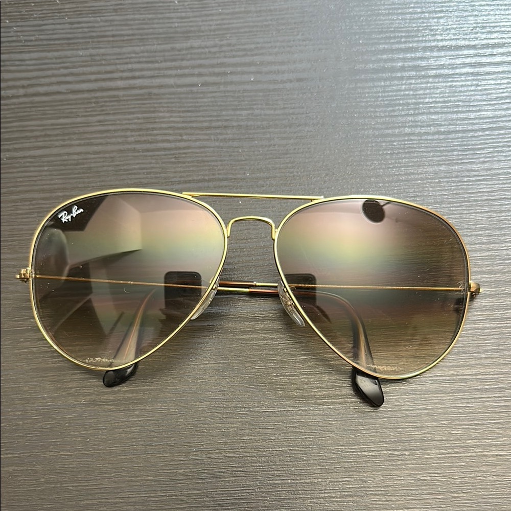 Ray-Ban Gold Frame Sunglasses with Brown Lenses